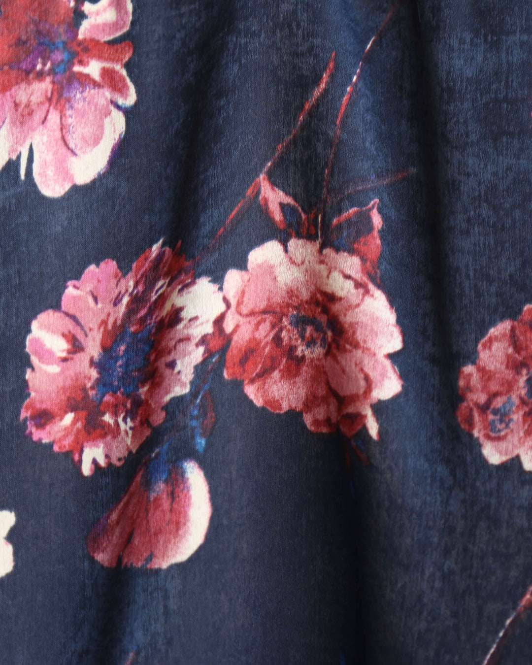 Cotton Candy LA - Floral Mini Dress with Asymmetrical Ruffle Hem in Navy