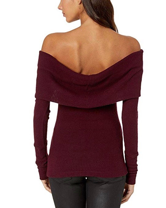 Free People - Snowbunny Off The Shoulder Top in Burgundy