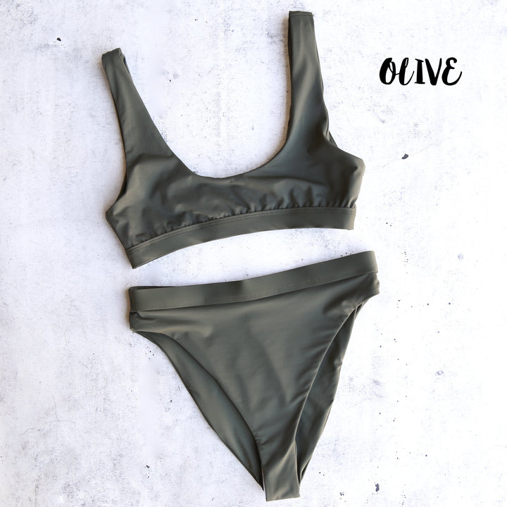 Dippin' Daisy's Sporty Swim Top + Banded High Waist Cheeky Bottom Bikini Separates - More Colors