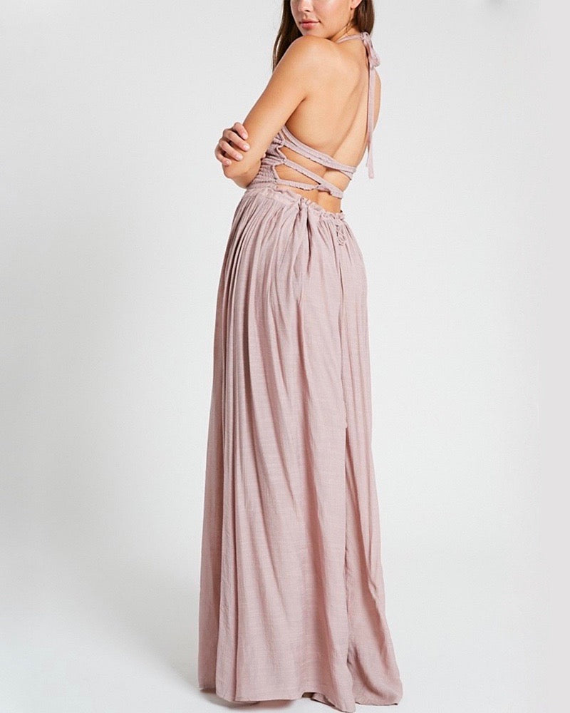 On Cloud 9 Halter Tube Smocked Maxi Dress - More Colors