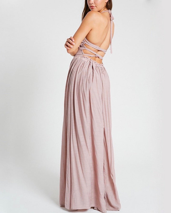On Cloud 9 Halter Tube Smocked Maxi Dress - More Colors