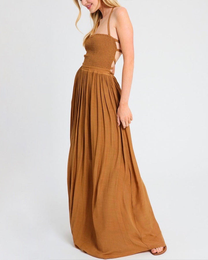 On Cloud 9 Halter Tube Smocked Maxi Dress - More Colors