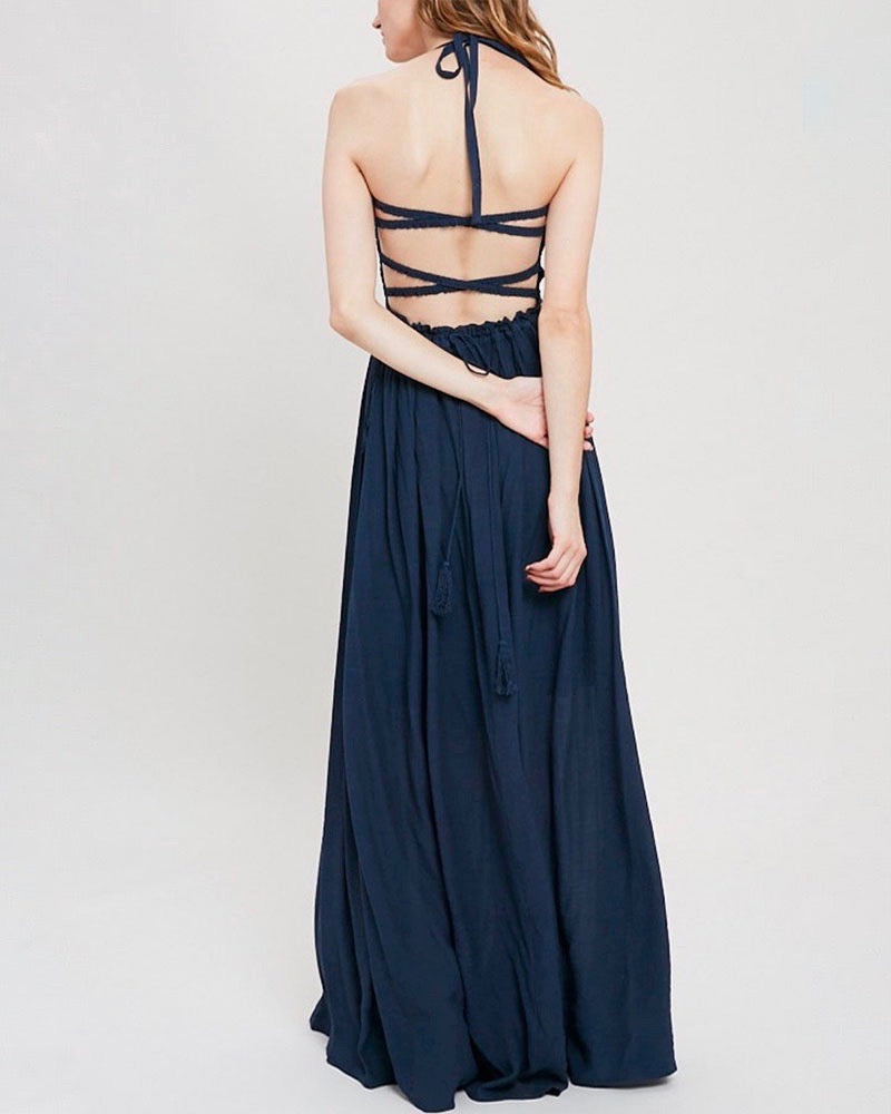 On Cloud 9 Halter Tube Smocked Maxi Dress - More Colors