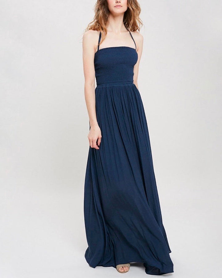 On Cloud 9 Halter Tube Smocked Maxi Dress - More Colors