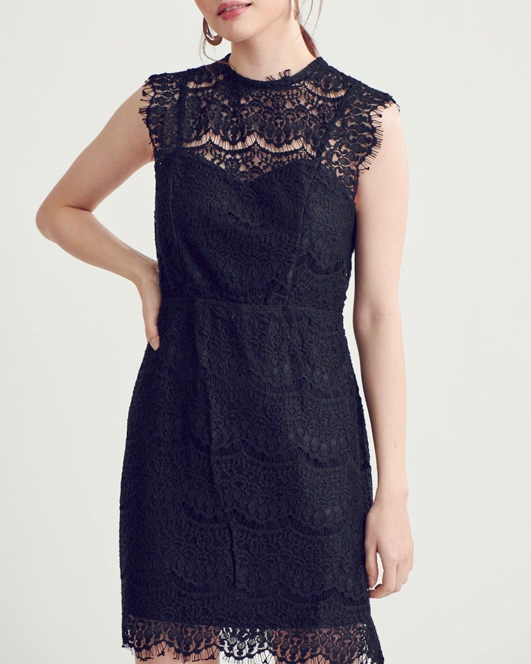 Open Back Mock Neck Lace Dress - More Colors