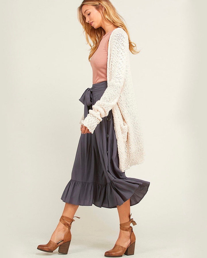 Open Front Longline Cardigan in Cream