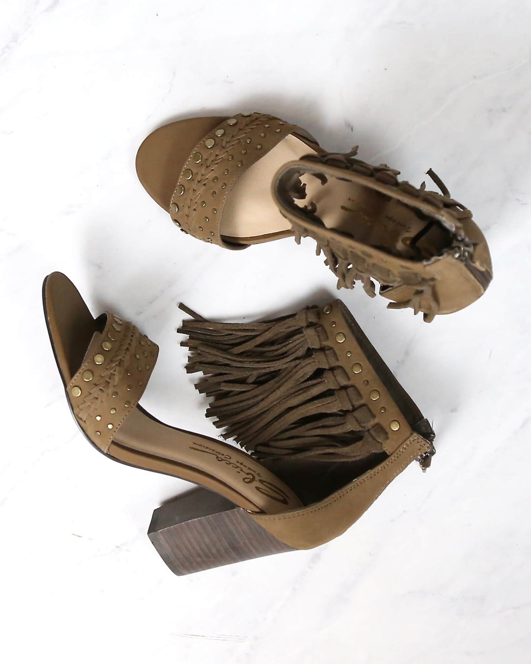Sbicca - Palooza Fringe Heels in Khaki