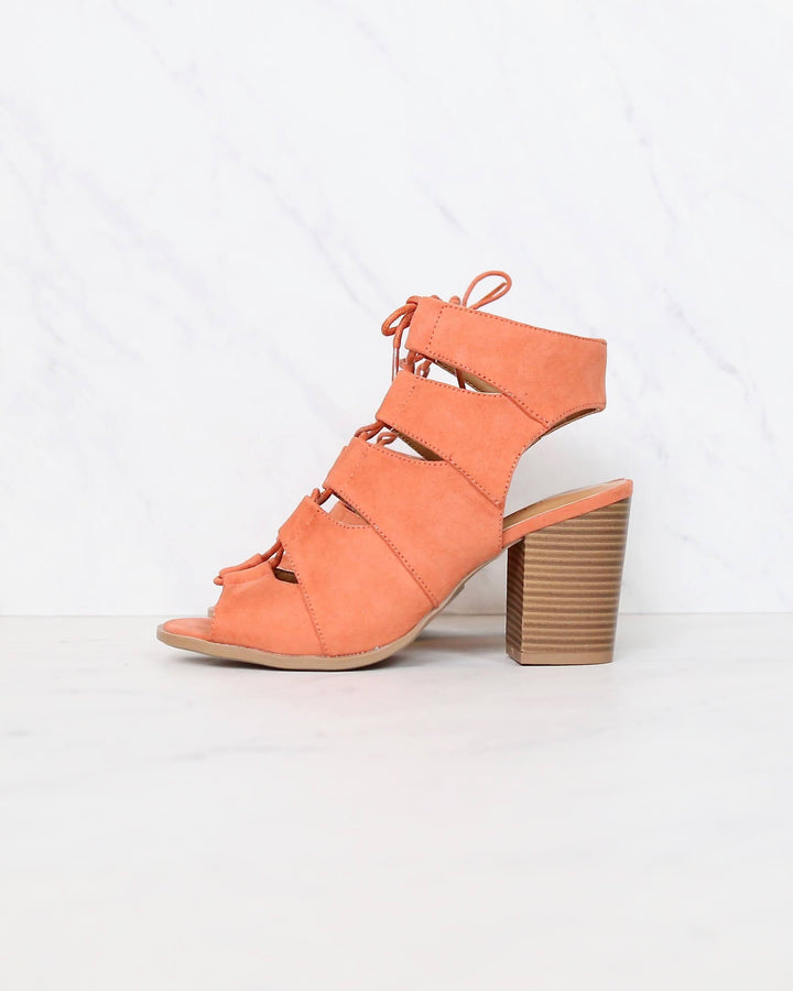 Peekaboo Cut Out Heels in Ash Coral