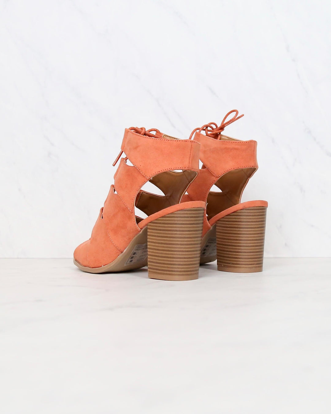 Peekaboo Cut Out Heels in Ash Coral