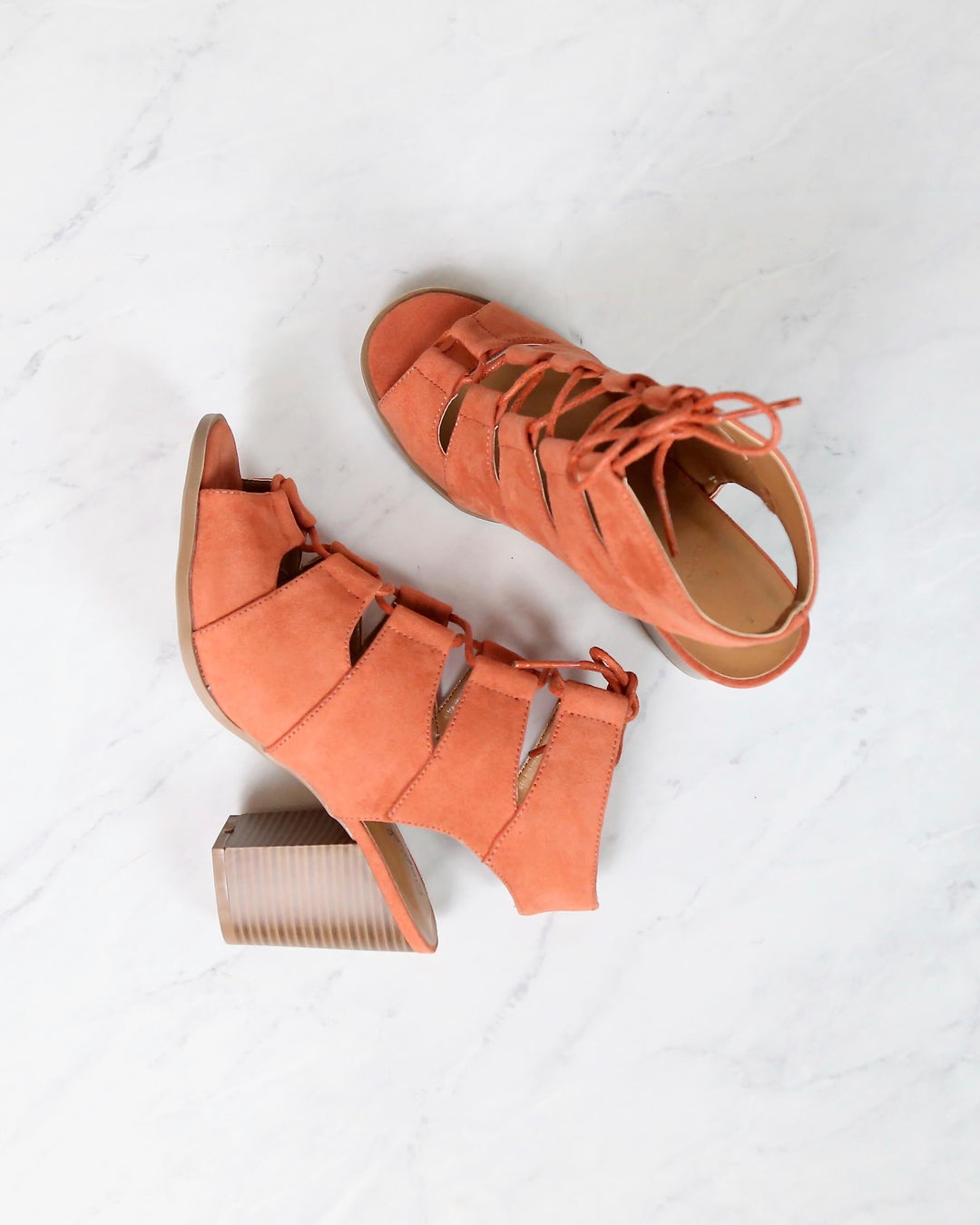 Peekaboo Cut Out Heels in Ash Coral