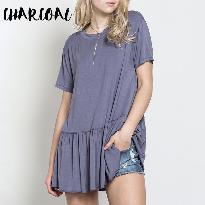 Peplum Crewneck Tee Shirt in More Colors