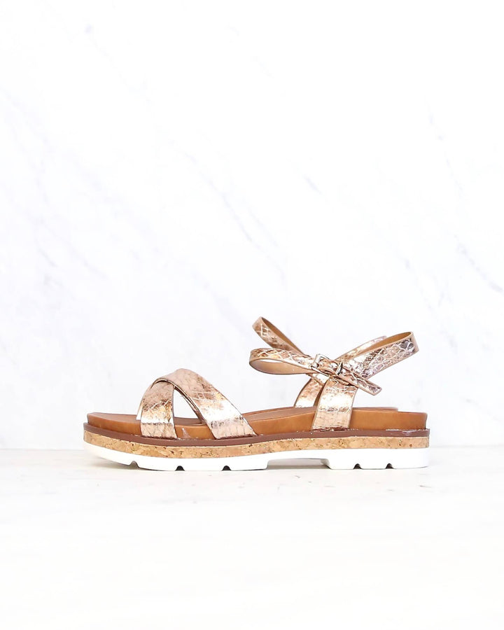 Very Volatile - Petite Ankle Strap Sandals in Rose Gold