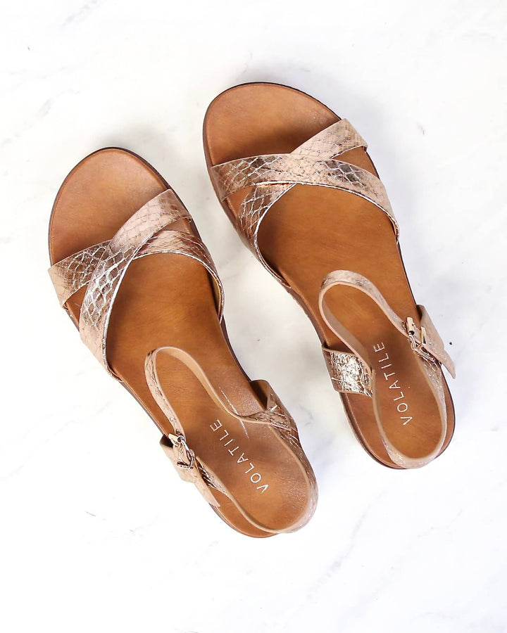 Very Volatile - Petite Ankle Strap Sandals in Rose Gold