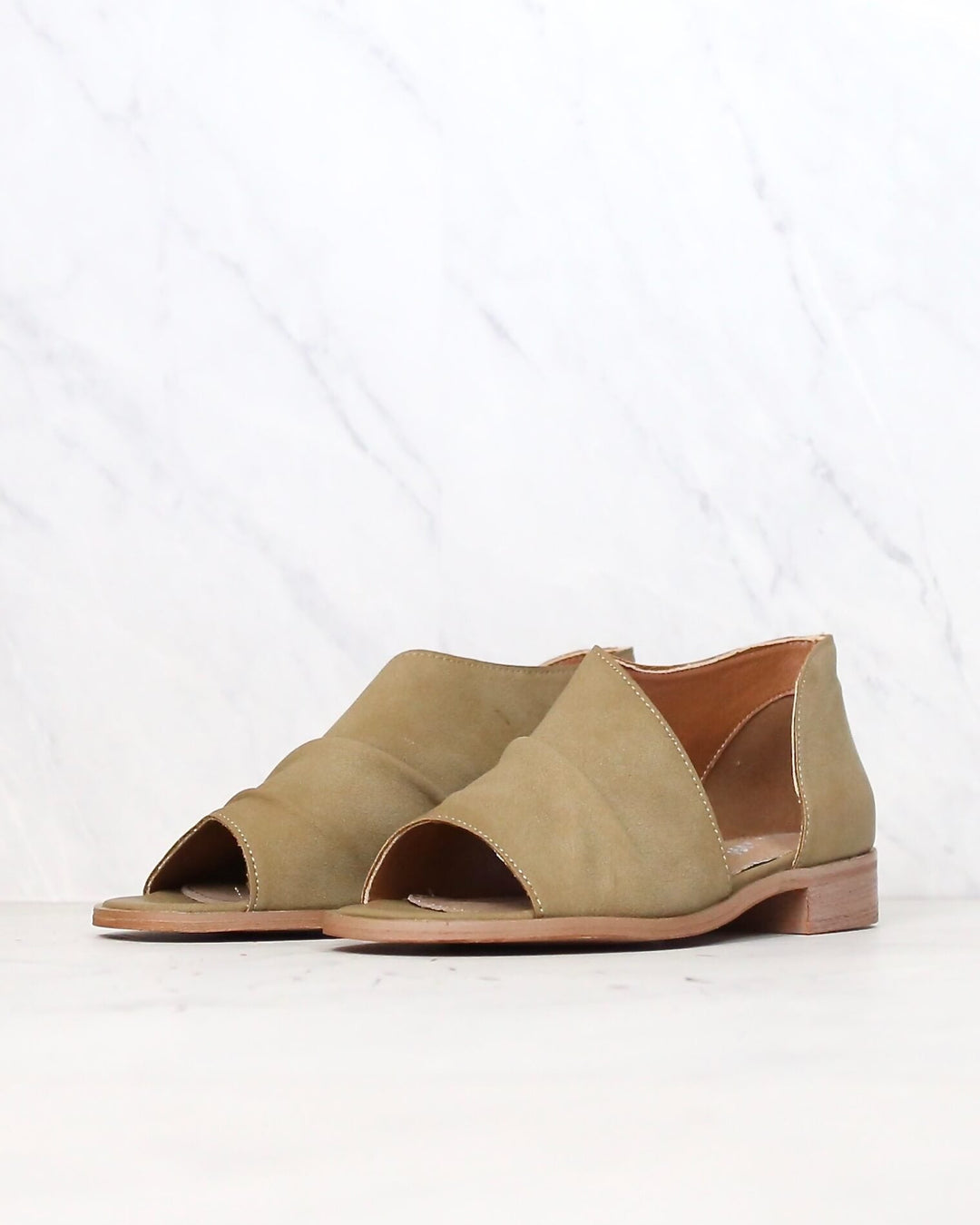 Miracle Miles - Riley Asymmetrical Flat in Khaki