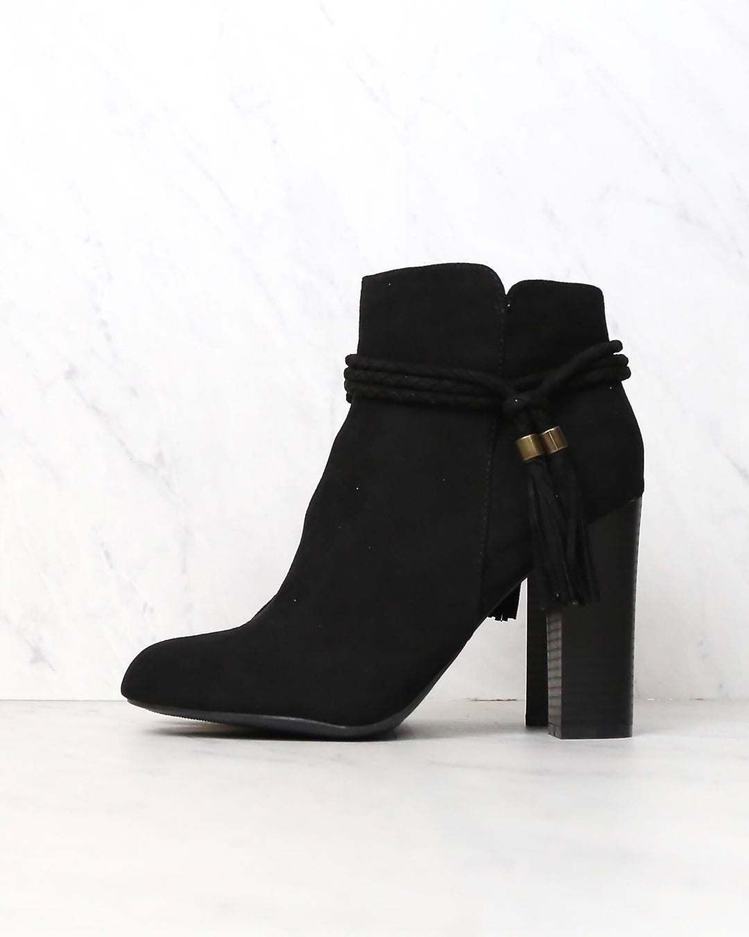 Final Sale - Vegan Suede Enchanted Tassel Detail Booties in More Colors