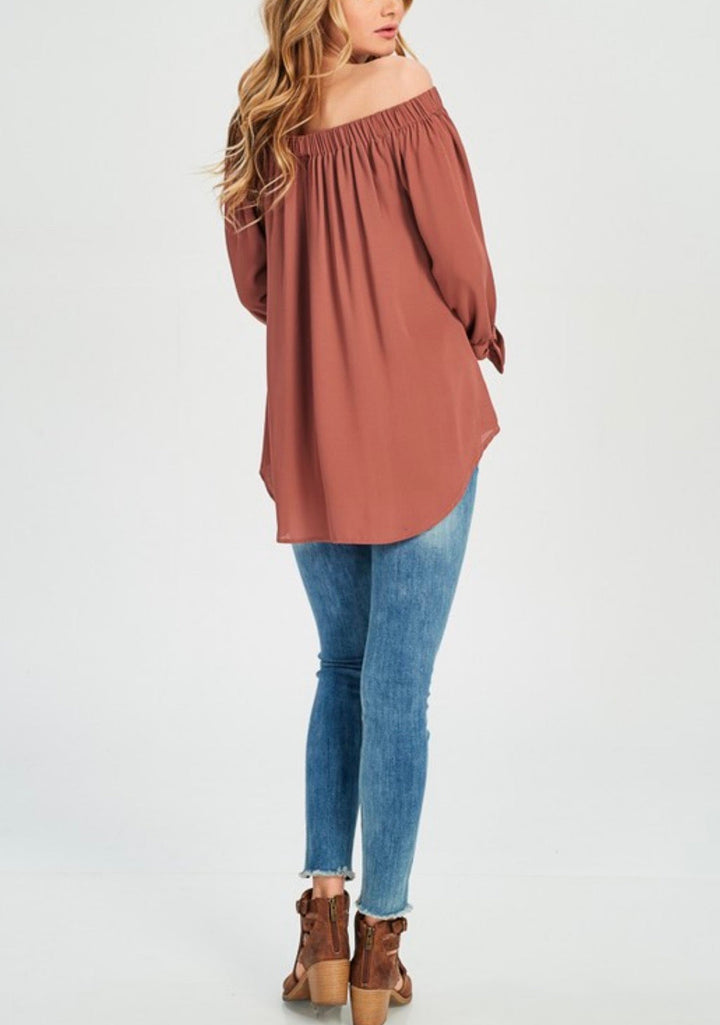 Show Me Off The Shoulder Top in Brick