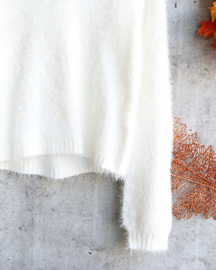 Final Sale - Somedays Lovin - Heartbreaker Fuzzy Eyelash Jumper Sweater in Ivory