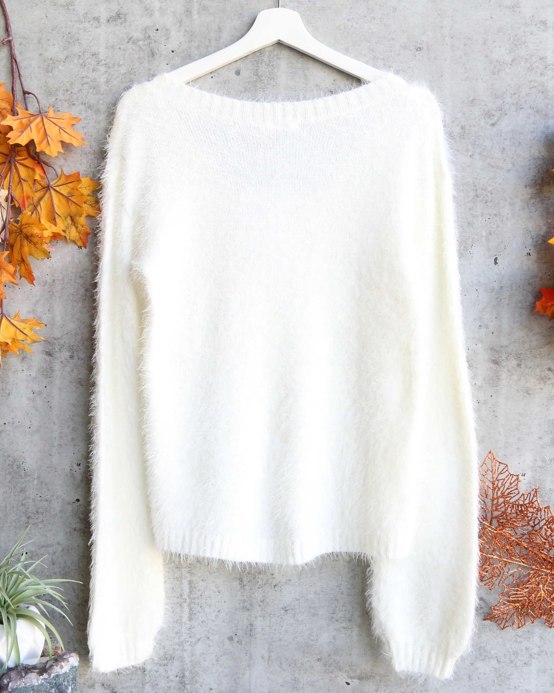 Final Sale - Somedays Lovin - Heartbreaker Fuzzy Eyelash Jumper Sweater in Ivory