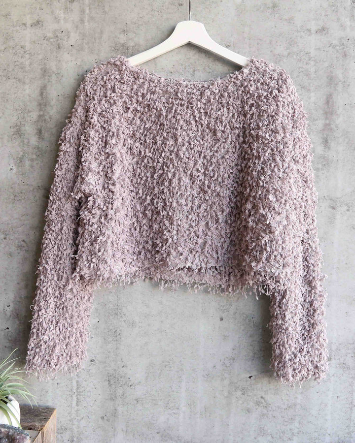Final Sale - Somedays Lovin - Glorious Shaggy Cropped Sweater Top in Dove Grey