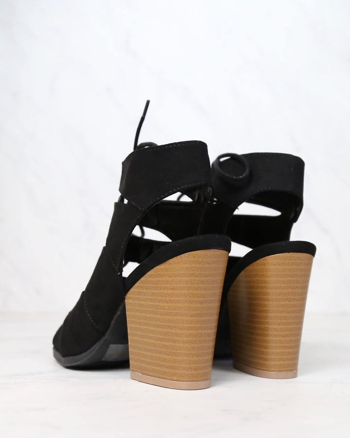 Summer Nights Cut Out Laced Up Block Heel Sandals in More Colors
