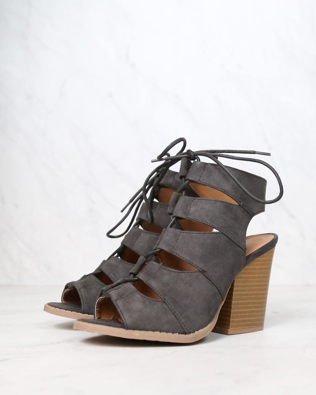 Summer Nights Cut Out Laced Up Block Heel Sandals in More Colors