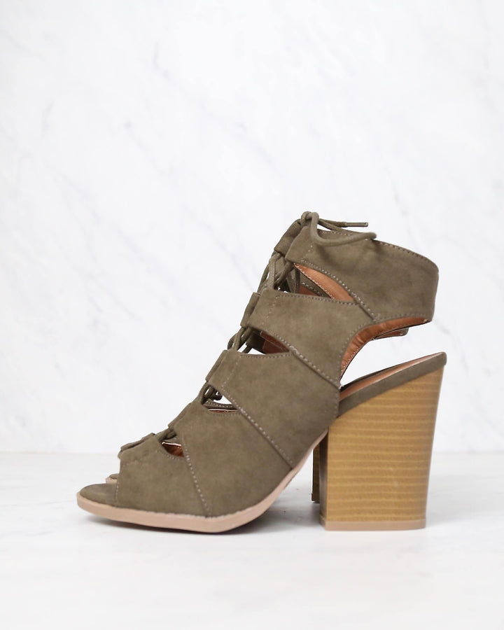 Summer Nights Cut Out Laced Up Block Heel Sandals in More Colors