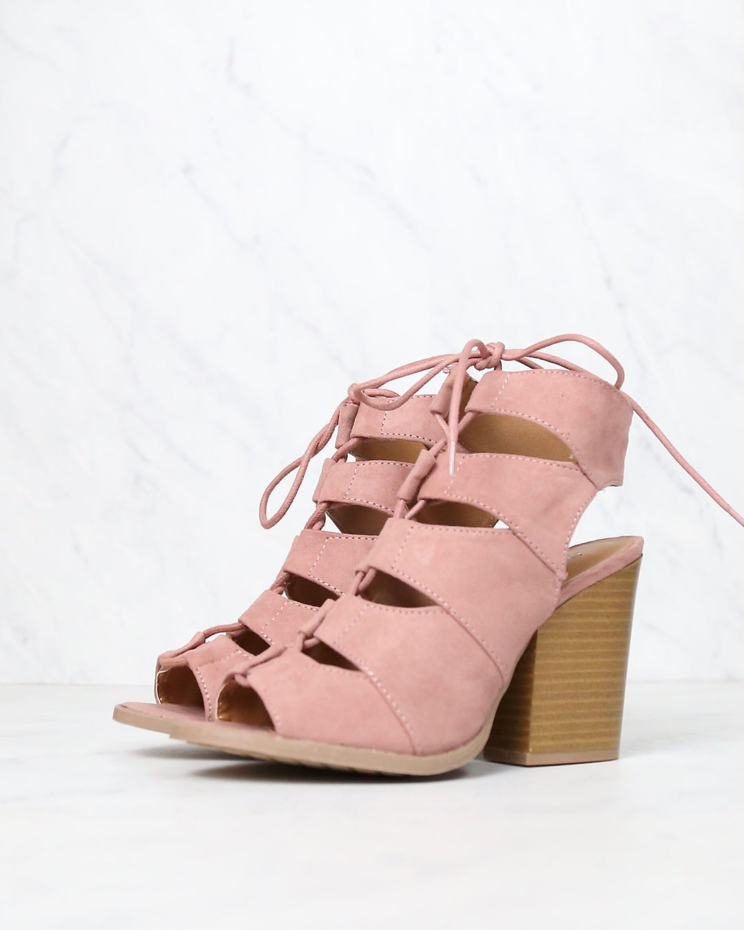 Summer Nights Cut Out Laced Up Block Heel Sandals in More Colors