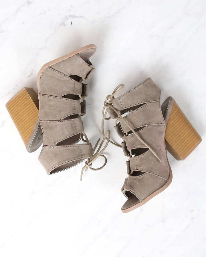 Summer Nights Cut Out Laced Up Block Heel Sandals in More Colors