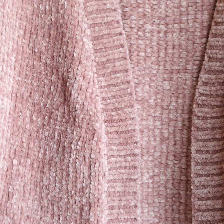 Cara Open Front Velvet Chenille Cardigan with Front Pocket in Canyon Rose