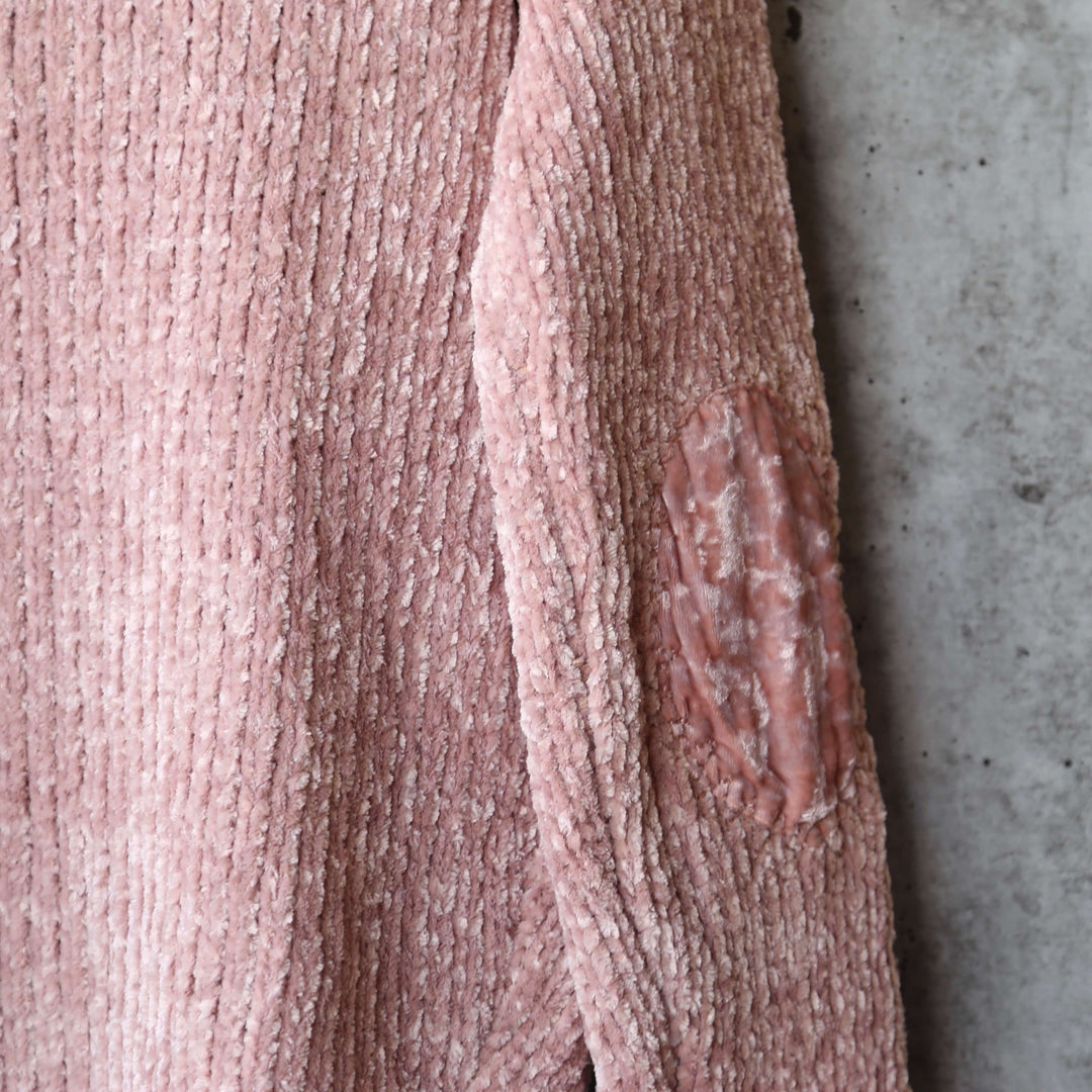 Cara Open Front Velvet Chenille Cardigan with Front Pocket in Canyon Rose