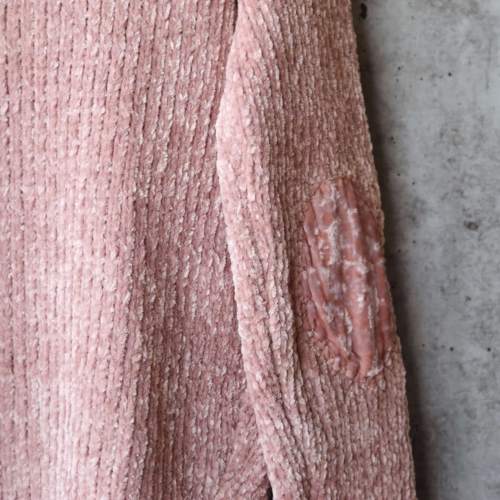 Cara Open Front Velvet Chenille Cardigan with Front Pocket in Canyon Rose