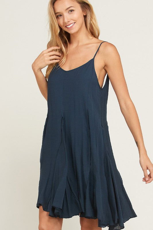 Coming Up For Air Flowy Dress in Midnight Navy