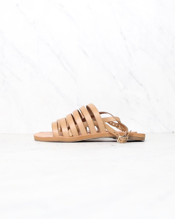 Final Sale - Bc Footwear - Teacup Leather Ankle Strap Sandals in Tan