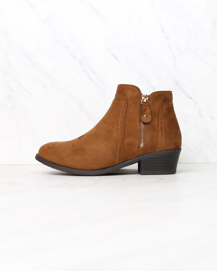 block heel ankle booties - more colors - TAN
