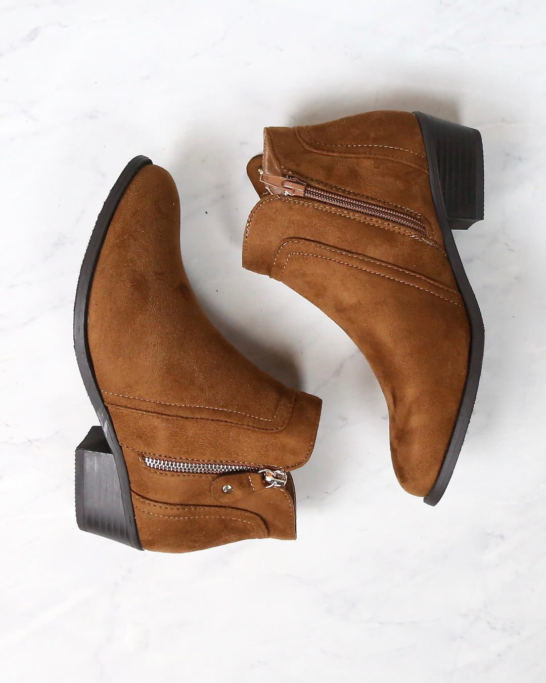 block heel ankle booties - more colors - TAN
