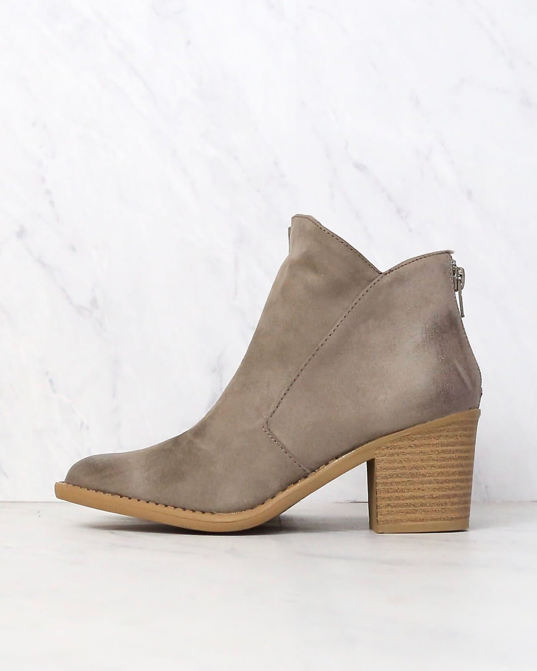 Almond Toe Chunky Wood Heel Western Bootie in More Colors