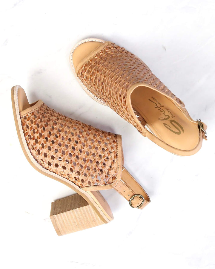 Sbicca - Vanda Women's Woven City Heel with Ankle Strap in Tan