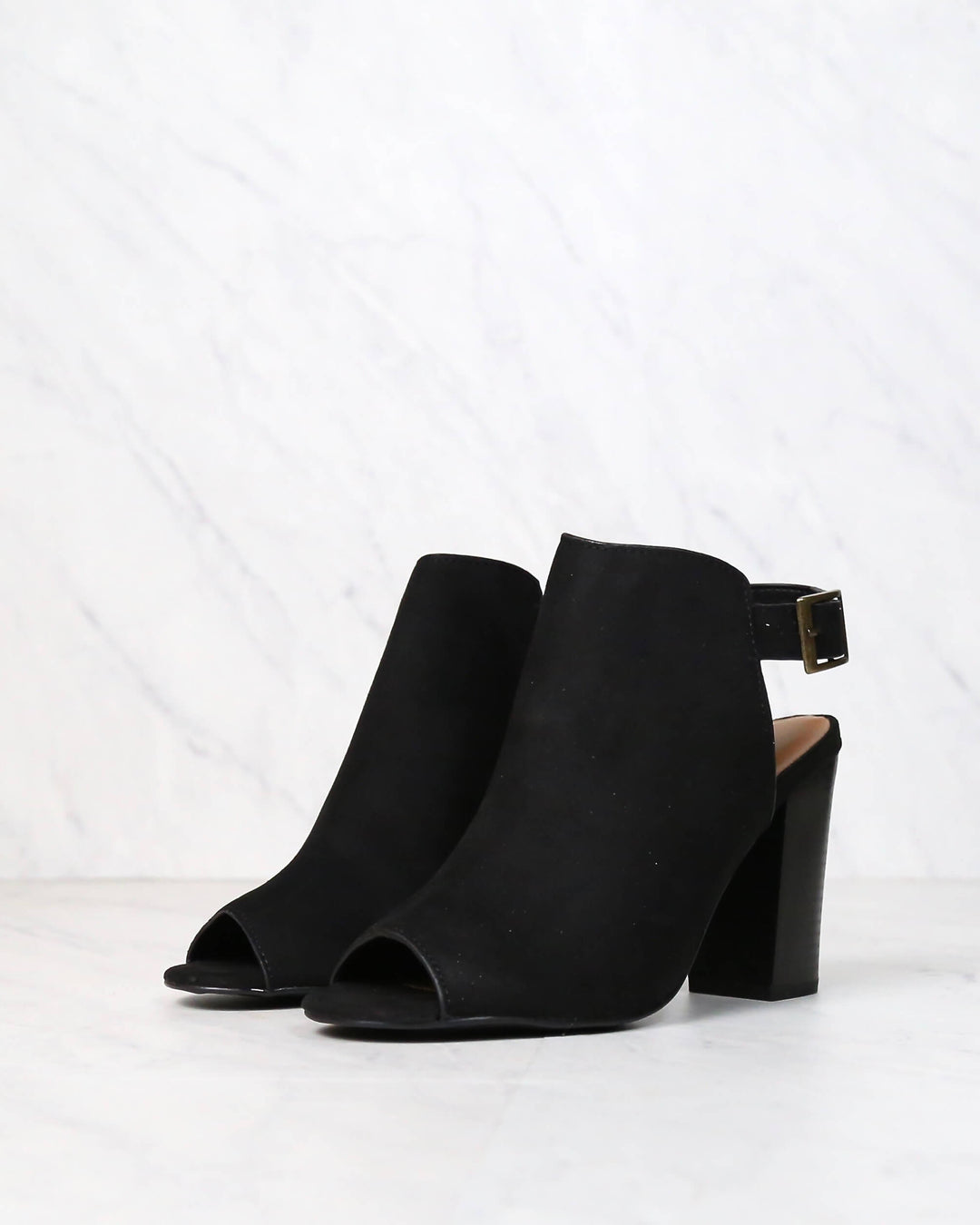 Vegan Suede Sling Back Chunky Peep Toe Heels in More Colors