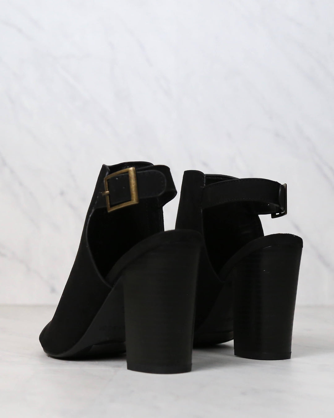 Vegan Suede Sling Back Chunky Peep Toe Heels in More Colors