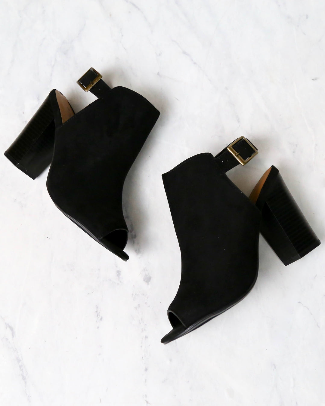 Vegan Suede Sling Back Chunky Peep Toe Heels in More Colors