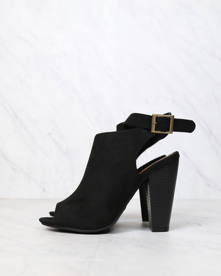 Vegan Suede Wrap Around Ankle Peep Toe Booties in More Colors