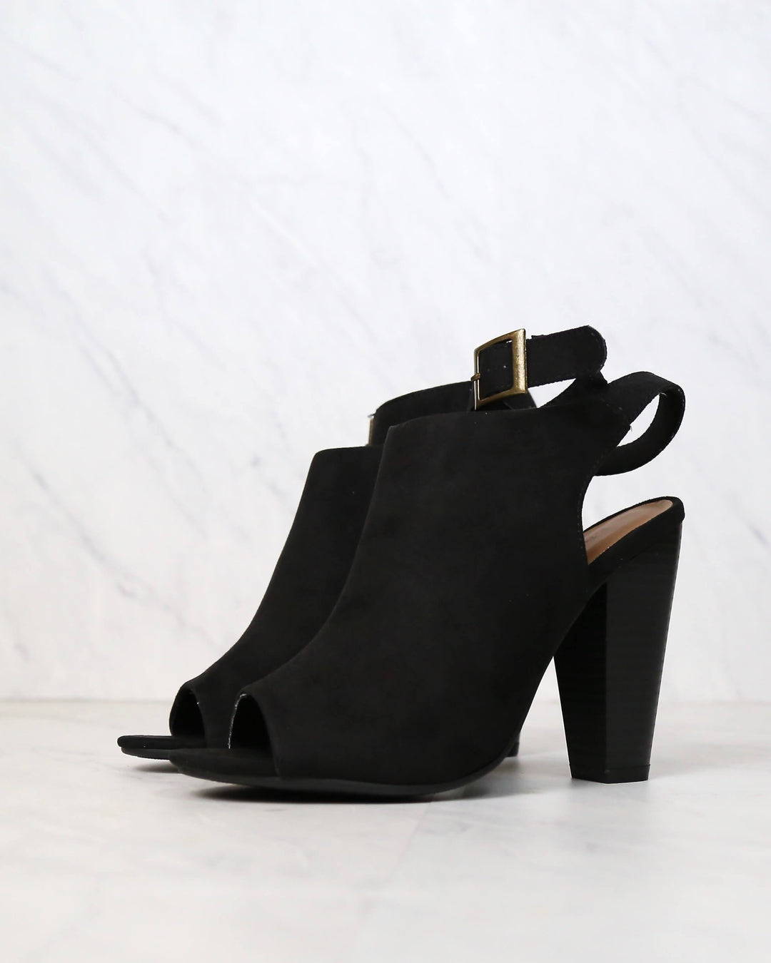 Vegan Suede Wrap Around Ankle Peep Toe Booties in More Colors