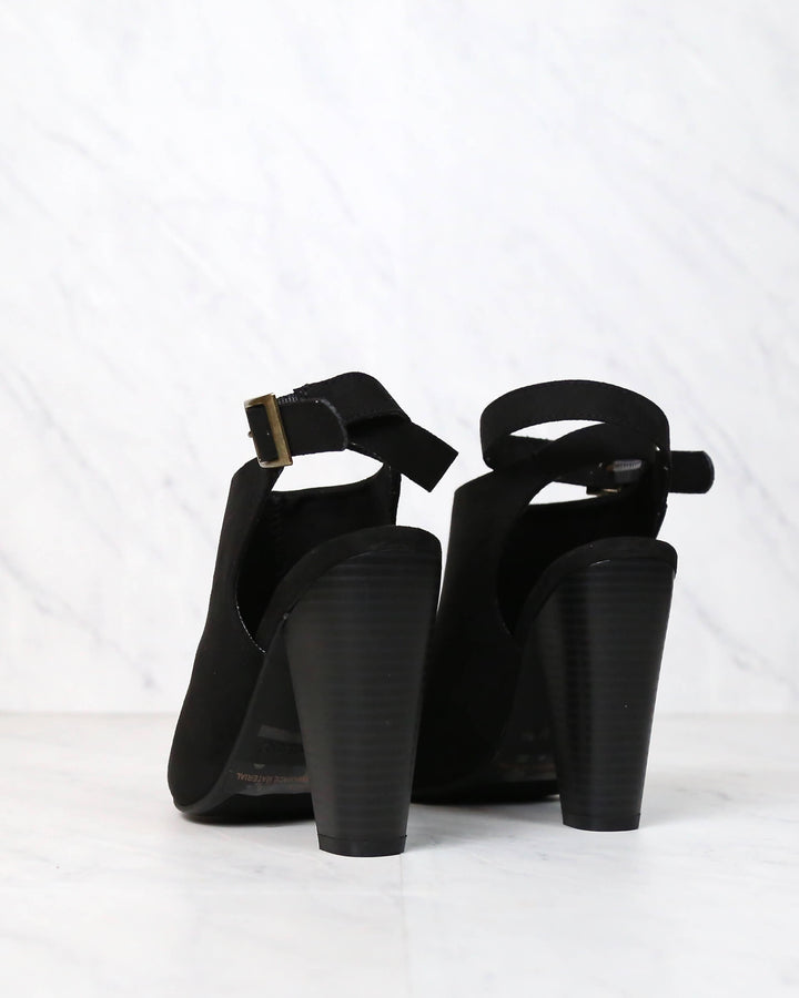 Vegan Suede Wrap Around Ankle Peep Toe Booties in More Colors