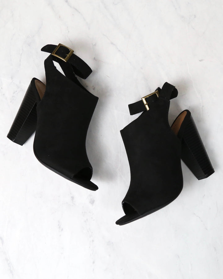 Vegan Suede Wrap Around Ankle Peep Toe Booties in More Colors