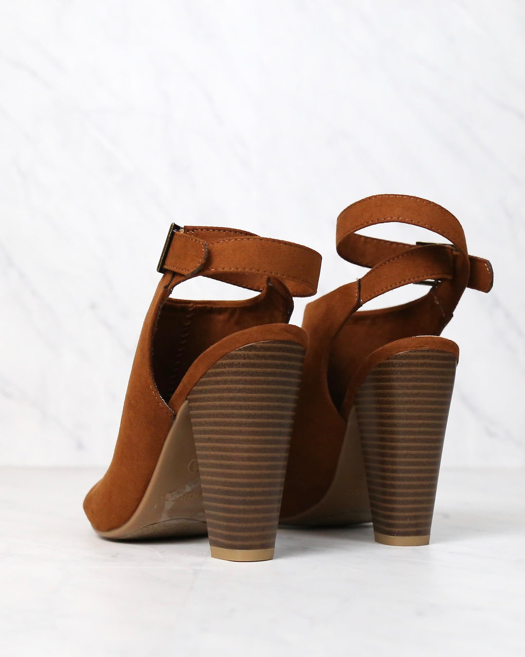 Vegan Suede Wrap Around Ankle Peep Toe Booties in More Colors