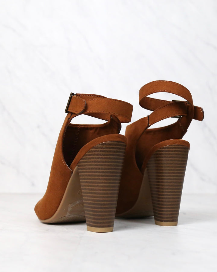 Vegan Suede Wrap Around Ankle Peep Toe Booties in More Colors