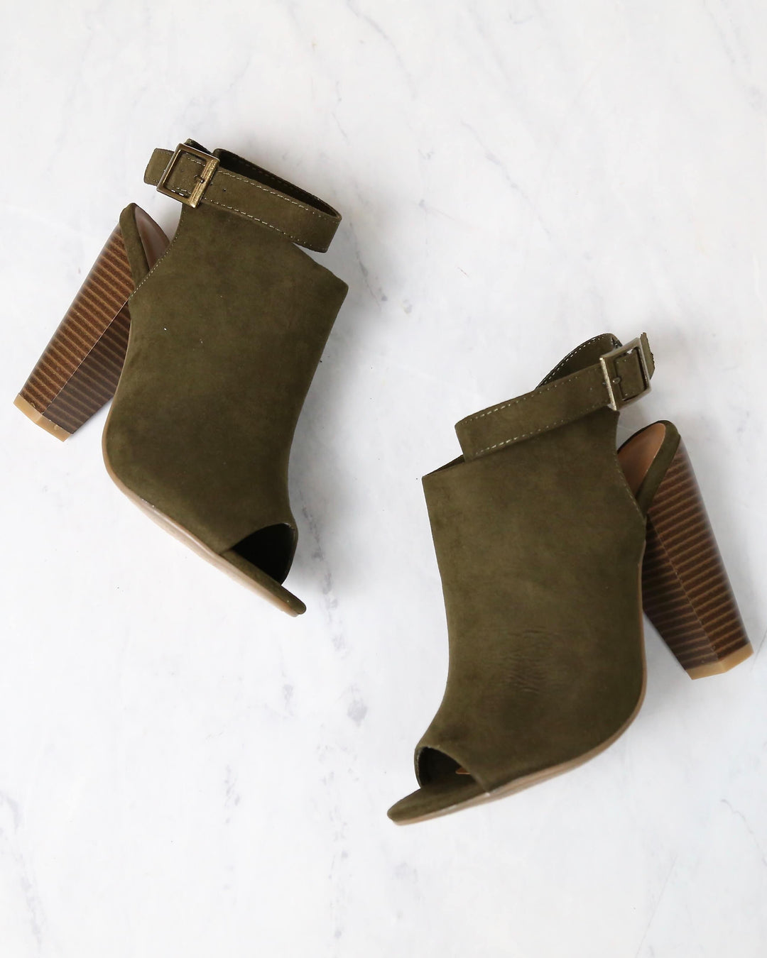 Vegan Suede Wrap Around Ankle Peep Toe Booties in More Colors