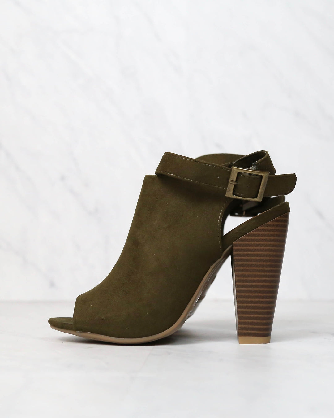Vegan Suede Wrap Around Ankle Peep Toe Booties in More Colors