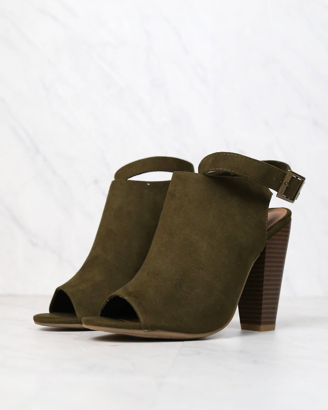 Vegan Suede Wrap Around Ankle Peep Toe Booties in More Colors