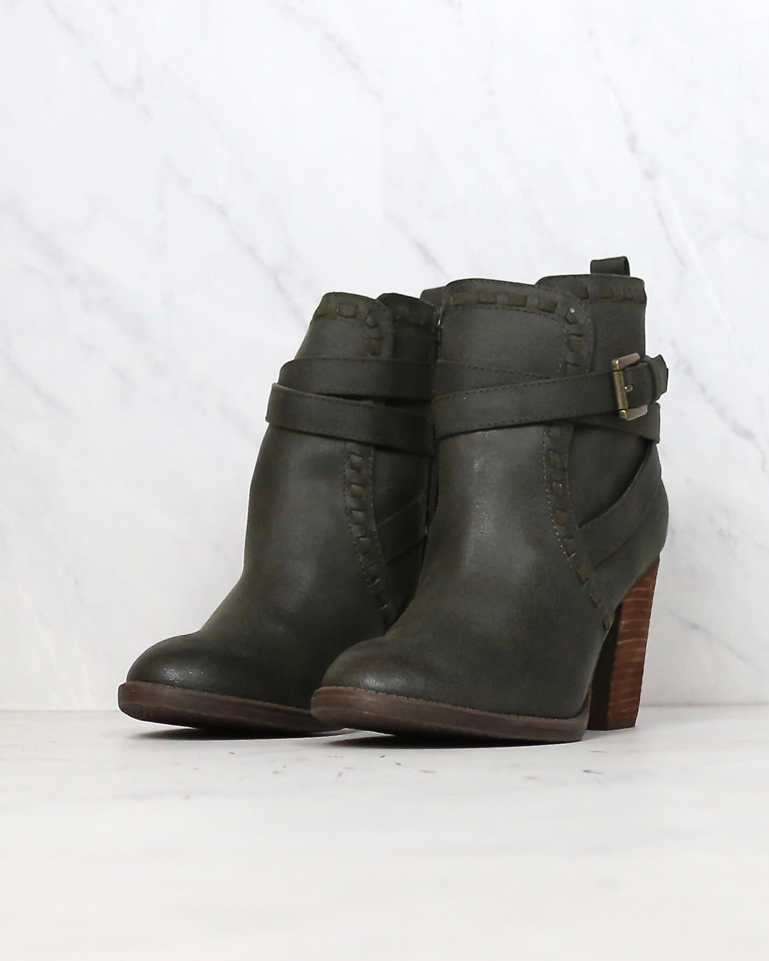 Not Rated - Violeta Strappy Ankle Bootie in Dark Green